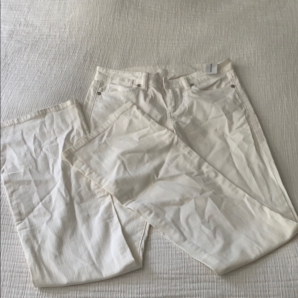 BCBG white bootcut jeans
